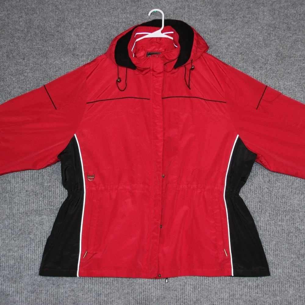 Outbrook Woman Red‎ Black Hooded Jacket Coat Size 3X Waterproof Removable Hoodie